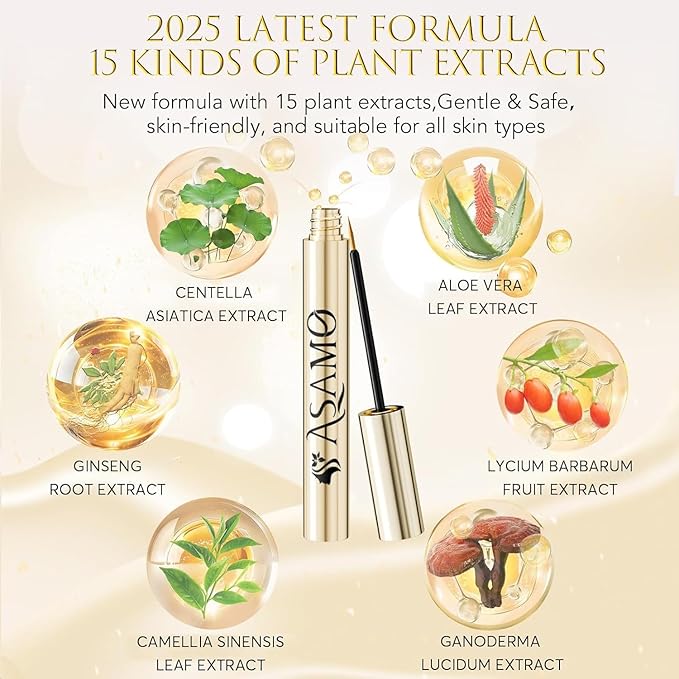 Eyelash Growth Serum – 15 Plant Extracts for Longer, Denser & Robust Lashes,Boosts Natural Lash Development,eyelash serum,Enhance Natural Beauty, Hypoallergenic Oil Free,lash growth serum（PURE GOLD）-Velvo Beauty