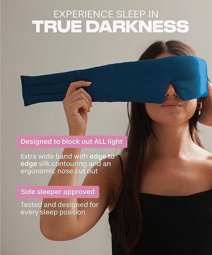 SUNDAYSILKS™ | Adjustable Silk Sleep Mask for Side Sleeper | Cloud-Like Comfort, Weighted for Deep Sleep | Soft Sleep Face Mask for Women & Men, Full Blackout, Cooling Silk Eye Mask for Sleeping-Velvo Beauty