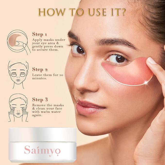 Pink Rose Eye Mask– 60 Pcs - Gold Under Eye Mask Retinol & Collagen - Puffy Eyes and Dark Circles Treatments – Look Younger and Reduce Wrinkles and Fine Lines Undereye, Improve and Firm eye-Velvo Beauty