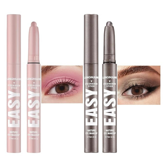 Jolilab Eyeshadow Stick Set, 2 Colors Matte Professional Bright-Colored Contouring and Highlight Eyeshadow Stick, Cream Waterproof Long Lasting High Pigmented Eye Shadow. (2, 01+21 2pcs)-Velvo Beauty