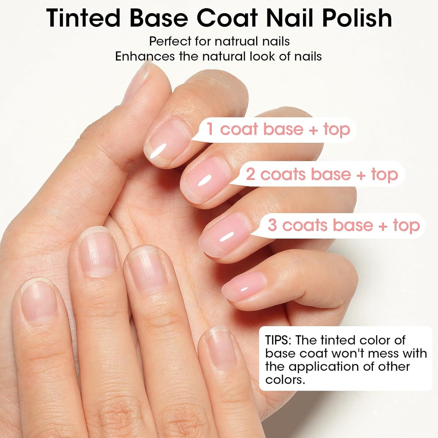 GELLEN 4‑in‑1 Clear Nail Polish Base Coat Sheer Tinted Milky Pink, Ridge Filler, Nail Strengthener & Concealer, Calcium Formula Strengthens Nails, Enhances Natural Look, No HEMA, Anti-yellowing-Velvo Beauty