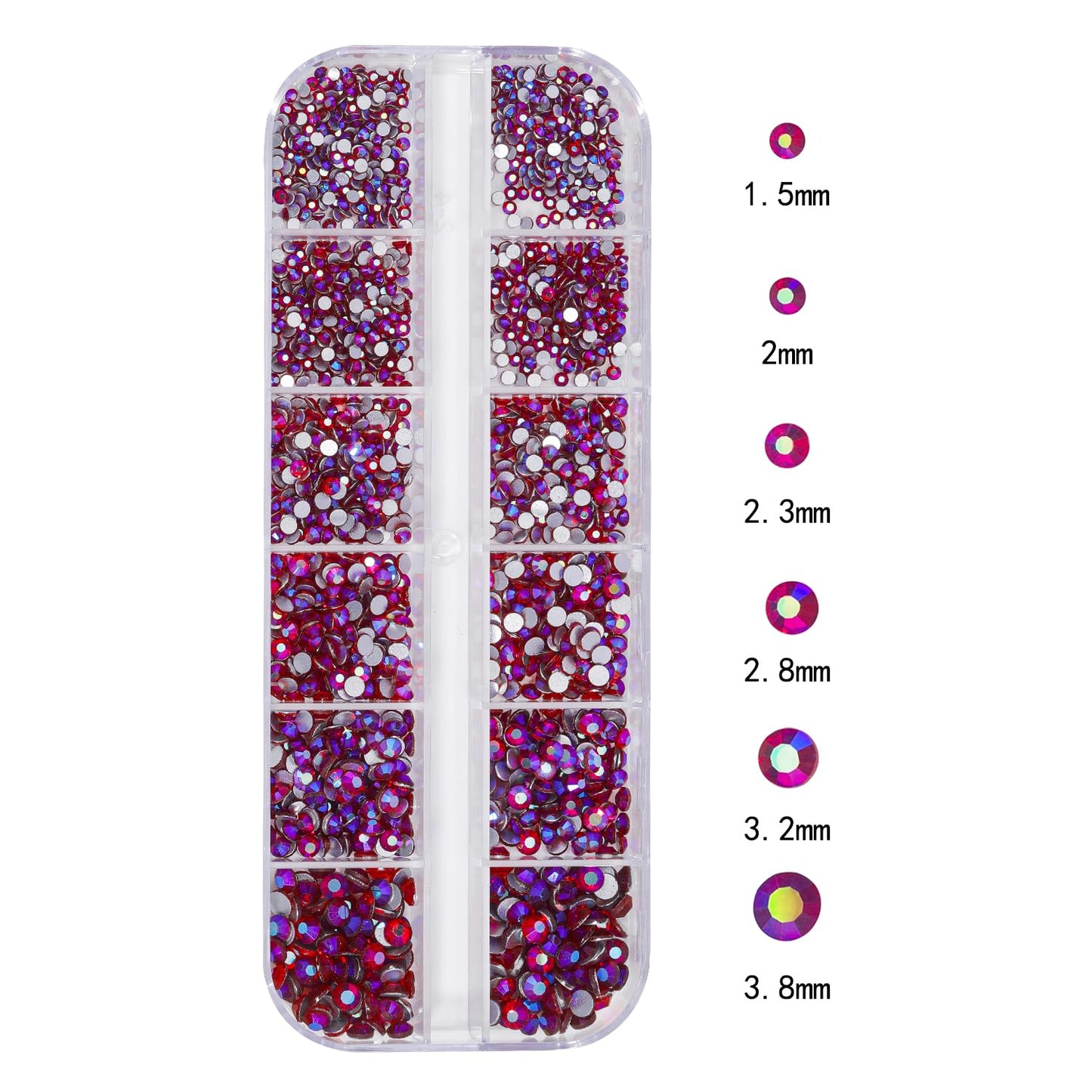 HNUIX Nail Rhinestones - 3D Multi Shape Size, Crystal AB Red Nail Gems, Flat Back, with Kit, for Nail Art, DIY Decorations-Velvo Beauty