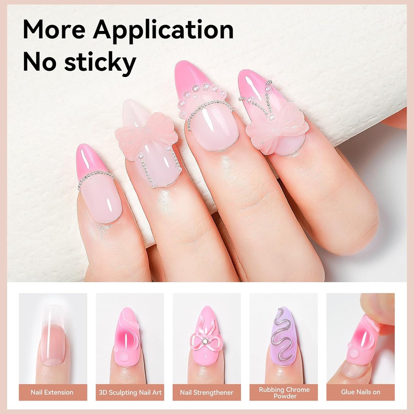 Solid Builder Gel for Nails 3PCS, 3D Hard Gel for Nail Art Sculpting Non-Stick Hand, Clear White Nude for Modeling, Sculpture, Nail Extension UV/Led Manicure DIY At Home 18g*3Colors-Velvo Beauty