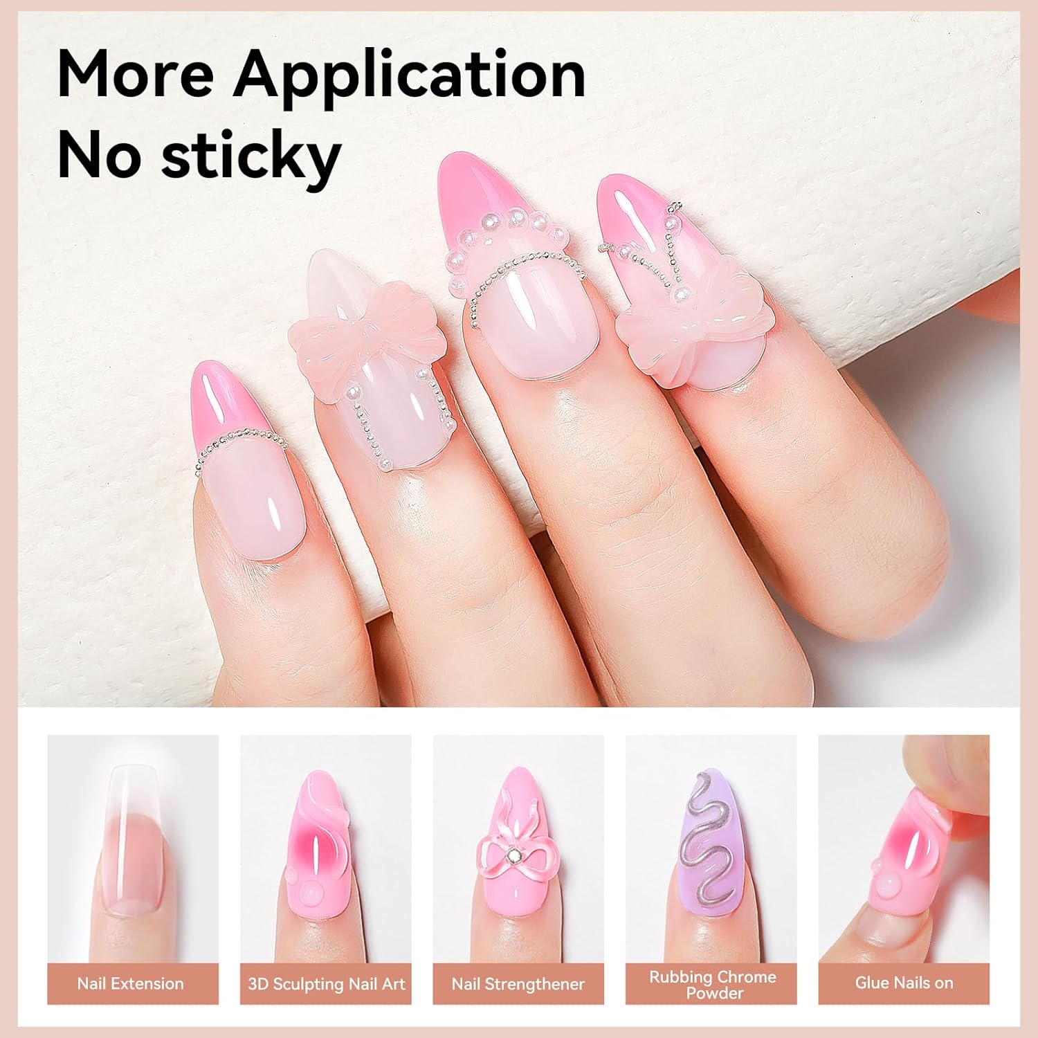 Solid Builder Gel for Nails 3PCS, 3D Hard Gel for Nail Art Sculpting Non-Stick Hand, Clear White Nude for Modeling, Sculpture, Nail Extension UV/Led Manicure DIY At Home 18g*3Colors-Velvo Beauty