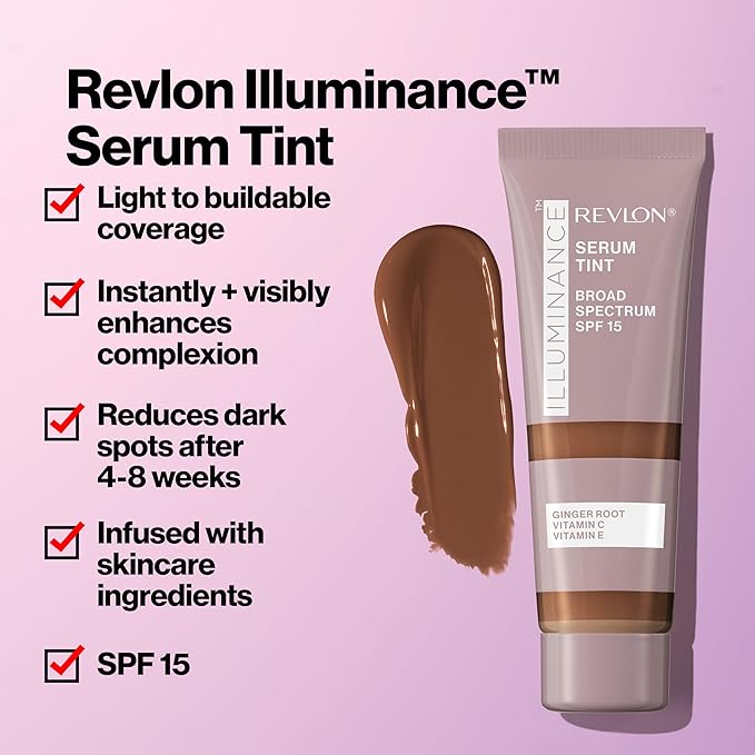 Revlon Illuminance Tinted Serum, Triple Hyaluronic Acid, Evens Out Skin Tone Over Time and Hydrates All Day, SPF 15, 601 Soft Nutmeg, 0.94 fl oz.-Velvo Beauty