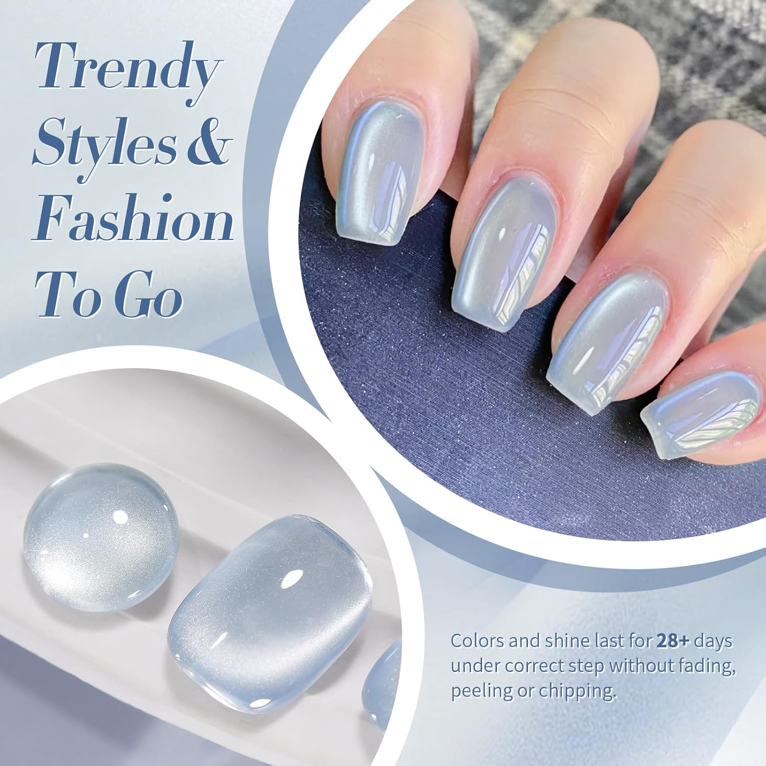 Born Pretty Cat Magnetic Eye Gel Nail Polish, Blue Moonlight Cat Magnetic Gel, Glass Shiny Effect Blue Soak Off Nail Art Salon Manicure Home Gift 15ml-Velvo Beauty