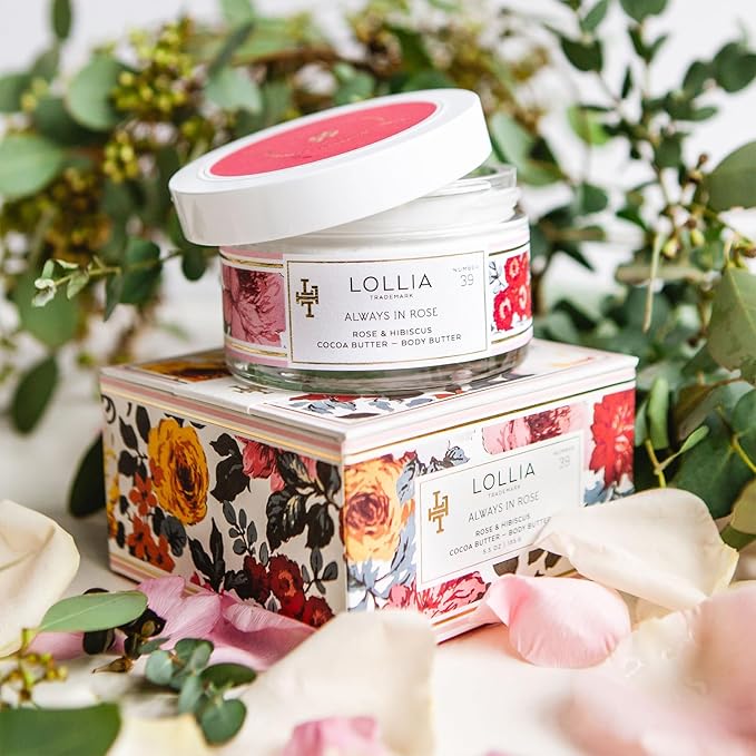 LOLLIA Always in Rose Body Butter, 5.5 oz. - Rose & Hibiscus Fragrance – Shea Butter & Cocoa Butter, Body Lotion for Women, Hydrating & Smooth Body Moisturizer-Velvo Beauty