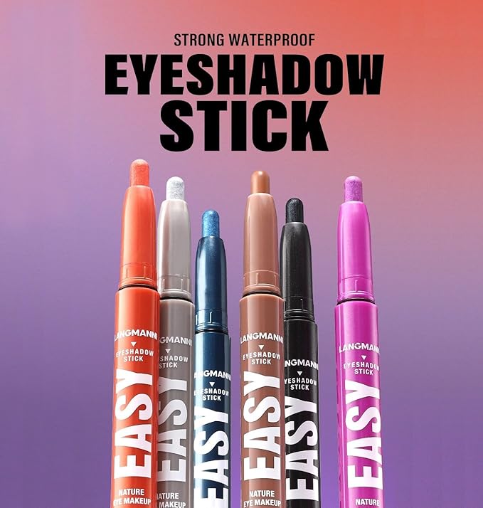 LANGMANNI Eyeshadow Stick, 6 PCS Waterproof Multi-Color Eyeshadow Pen Set, Creamy Long-Lasting Eye Makeup Kit, Natural & Shimmer Shades Contour Stick, Perfect Gifts For Women (#C)-Velvo Beauty