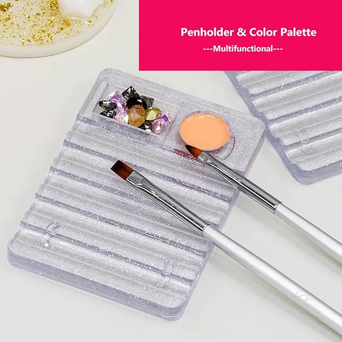 62 Pcs Nail Art Brushes Set,5 Pcs Striping Liner Brush,5 Pcs Dual Tipped Silicone Dotting Sculpture Pen,50 Pcs Nail Sponges for Ombre with Grabbing Pen,Mixing Palette Pen Holder-Velvo Beauty