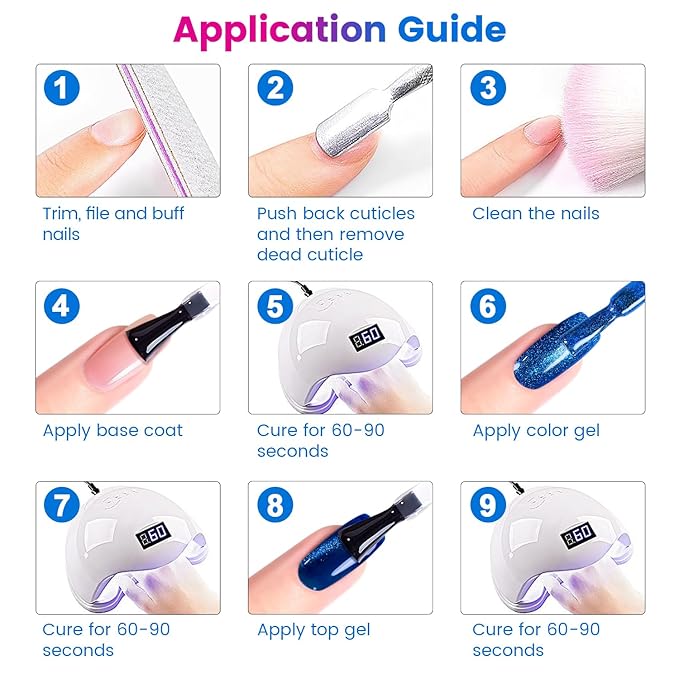 RARJSM 9D Neon Cat Eye Gel Nail Polish Set 6 Colors Velvet Silver Glitter Bright Orange Blue Red Green Rose Purple Ice Gel Polish with Magnet Stick UV LED Curing Requires Soak Off Home Salon Diy-Velvo Beauty