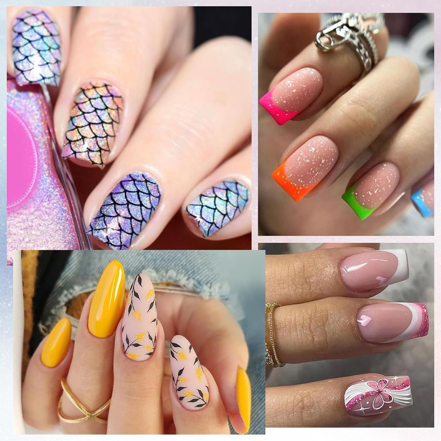 Born Pretty Nail Stamping Plates Set Nail Art Image Plates Plaid Flowers Leaves Geometric French Stamp Templates Kit Image Manicuring DIY Printing Tools 6PCS-Velvo Beauty