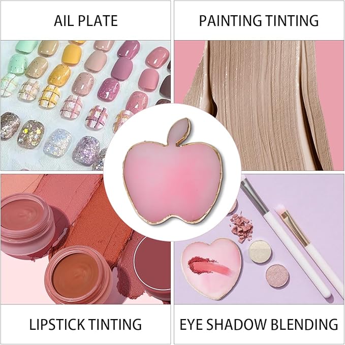 Nail Polish Palette, 2Pcs Resin Nail Art Palette, Nail Painting Mixed Color Palettes, Gold Edge Makeup Mixing Tray, Nail Supplies For Nail Techs, Nail Art Display Board(Apples)-Velvo Beauty