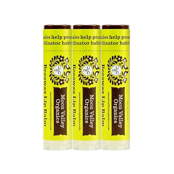 Moon Valley Organics Beeswax Lip Balm for Moisturizing Lips and Cuticles (TROPICAL COCONUT LIME, 3-Pack)-Velvo Beauty