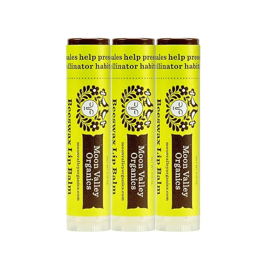 Moon Valley Organics Beeswax Lip Balm for Moisturizing Lips and Cuticles (TROPICAL COCONUT LIME, 3-Pack)-Velvo Beauty