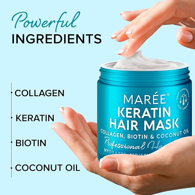 MAREE Hair Mask for Damaged Hair 2 PACK - Keratin Treatment Conditioner - Extremely Deep Conditioning Mask, Hydrating & Repairing, Keratina Mascarilla Para el Cabello-Velvo Beauty
