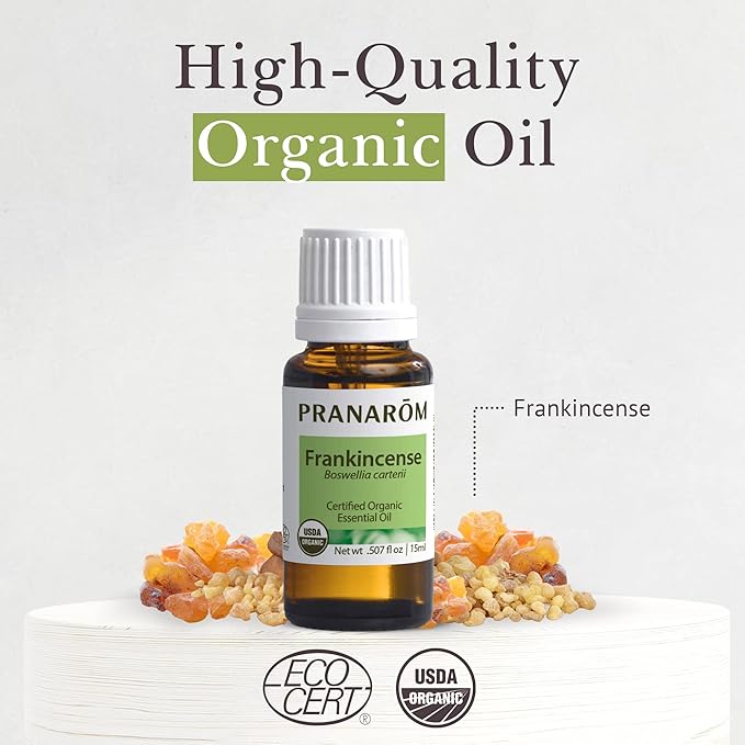 Pranarom USDA Certified Organic Frankincense Essential Oil (15ml), 100% Pure Undiluted Therapeutic Grade from Somalia for Aromatherapy, Diffuser, Skincare, Relaxation, Meditation-Velvo Beauty