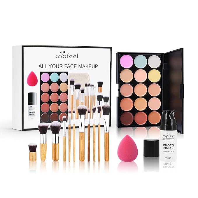 All in One Professional Makeup Kit for Women Girls Holiday Makeup Gift Sets Xmas Essential Bundle Include Eyeshadow Palette Lipstick Blush Concealer Eyeliner Mascara Brush Eyebrow Pencil-Velvo Beauty