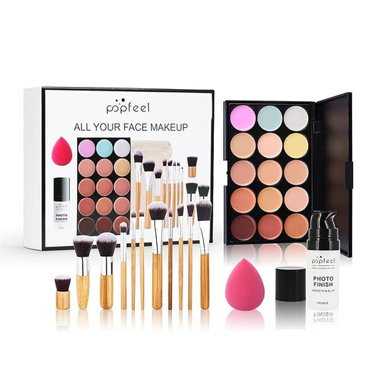 All in One Professional Makeup Kit for Women Girls Holiday Makeup Gift Sets Xmas Essential Bundle Include Eyeshadow Palette Lipstick Blush Concealer Eyeliner Mascara Brush Eyebrow Pencil-Velvo Beauty