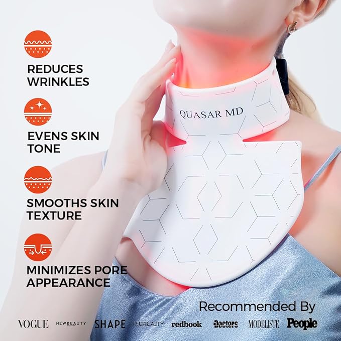 Neck & Décolleté Firming Beauty Device – LED Light Therapy Skin Tone and Texture Enhancement, 630nm and 830nm Dual Wavelengths Emission LED Device, Liquid Silicone-Velvo Beauty