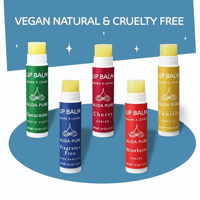 Melody Lip Balm Collection, Vegan Lip Balm Set, Beeswax Free, with Avocado Oil, Organic Jojoba Oil, and Vitamin E, Natural Moisturizer for Dry, Chapped Lips, 5 Tube Set-Velvo Beauty