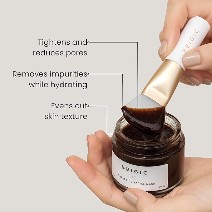 BEIGIC Correcting Facial Mask - Vegan Pore Tightening Face Mask with Coffee Bean Powders, Sucrose & Coconut Oil for smooth, even-toned & moisturized skin (2.36 Fl. Oz)-Velvo Beauty