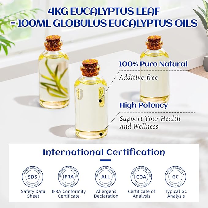HIQILI 100ML Eucalyptus Essential Oil for Spray, Diffuser & Skin, 100% Pure Undiluted - 3.38 Fl Oz-Velvo Beauty