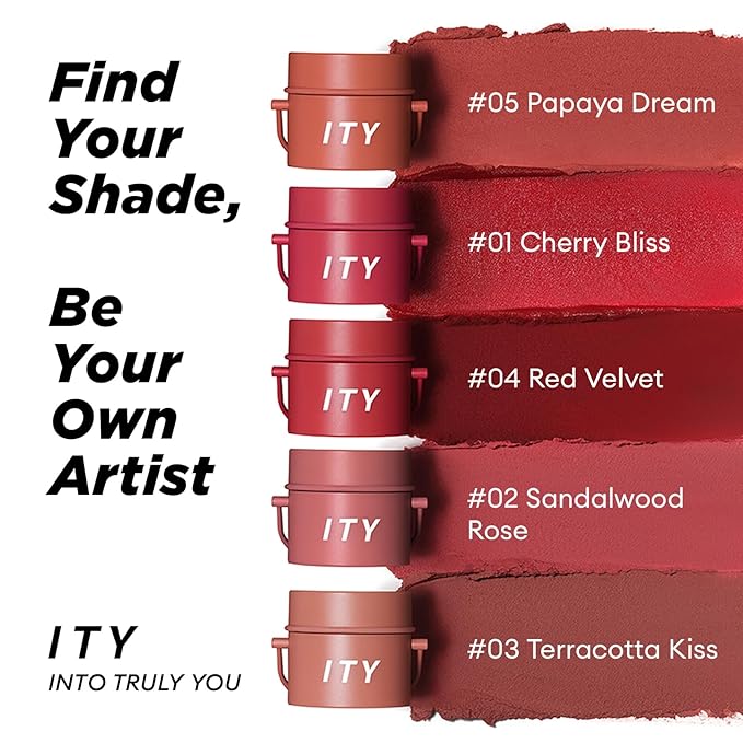 ITY Velvet Matte Finish Lip Stain-Mousse Textured Pudding Pot Lip Clay, Red Shade, Dual-Use as Lipstick and Blush, Conceals Lip Lines, Rich Pigment, 0.21 oz (6g) in Red Velvet-Velvo Beauty