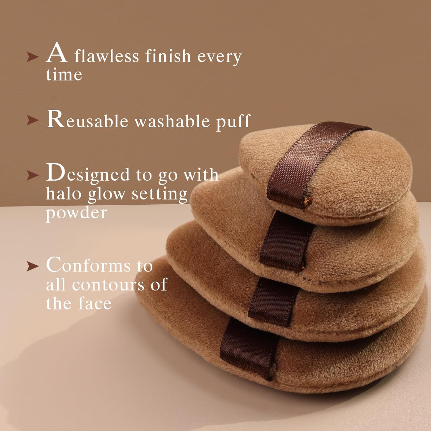 Powder Puff for Face Powder Triangle Beauty Blender Sponge Halo Glow Brown Powder Puff for Flawless Makeup Application-Velvo Beauty