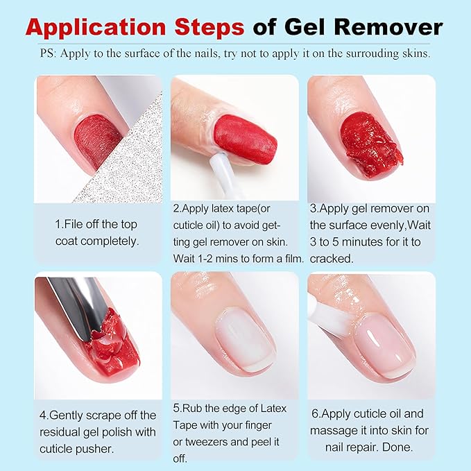 2PCs Gel Nail Polish Remover - 30ML,Fast & Easy, with Roller Cuticle Oil, No Need to Wrap and Soak, Remove Gel Polish in 2-5 Minutes at Home, No Damage to Nails, with Cuticle Pusher Tool,Nail File-Velvo Beauty