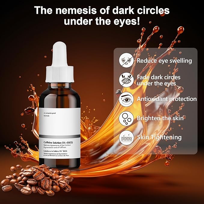 Caffeine Solution 5% + EGCG Eye Serum, 30ML Moisturizing Caffeine Eye Serum, Targets Dark Circles & Puffiness, Smooths Fine Lines-Velvo Beauty