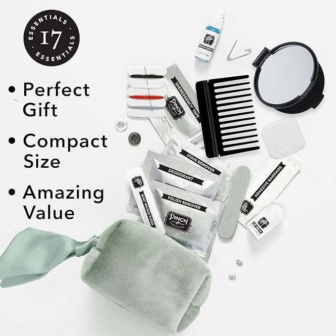 Pinch Provisions Velvet Minimergency Kit, for Her, Includes 17 Must-Have Emergency Essential Items, Compact, Multi-Functional Pouch, Gift for Parties and Birthdays-Velvo Beauty