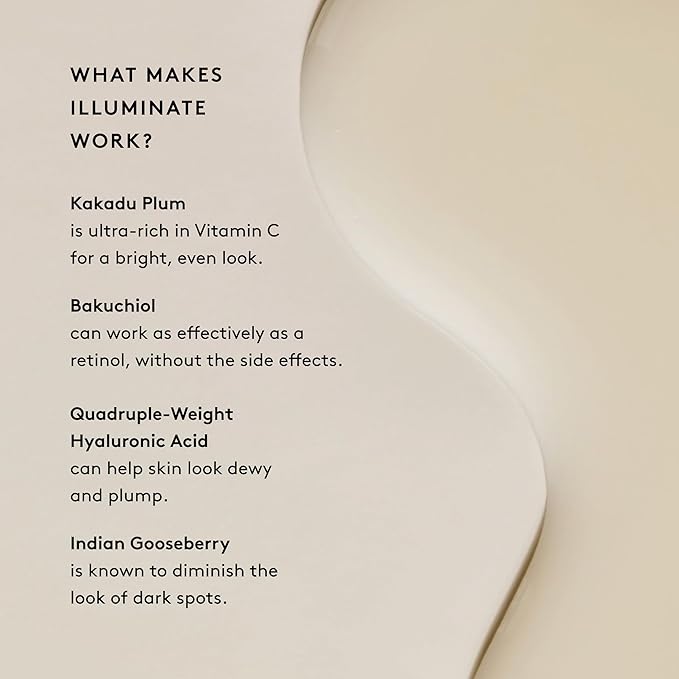 Naked & Thriving Illuminate BC+ Face Serum | Hyaluronic Acid, Vitamin C, Bakuchiol | Organic, Vegan, & Naturally-Derived Skin Care | For Mature Skin, Visible Spots and Wrinkles (1.0 fl oz/30 mL)-Velvo Beauty