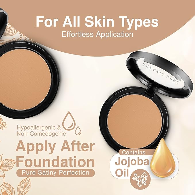 Frankie Rose Cosmetics Powder Foundation – Full Coverage Face Powder For Pores & Imperfections, Evens Out Skin Tone & Shine-Control | 58 Grams (Olive)-Velvo Beauty