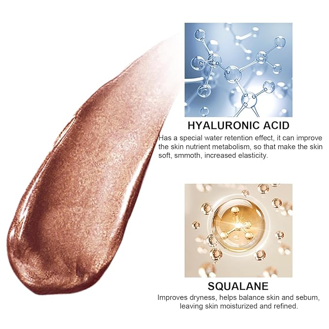 Natural Glow Liquid Filter Makeup, Longwear Face Luminizer, Complexion Booster For Any Part of the Body, Liquid Highlighter with Brush Kit, Infused Hyaluronic Acid, 1.06 fl oz (#07 DEEP/RICH)-Velvo Beauty