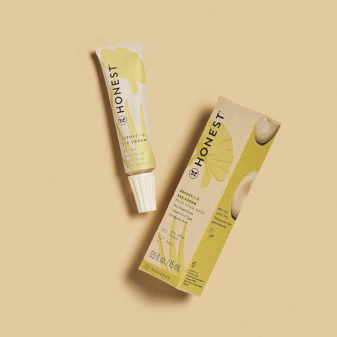 Honest Beauty Vitamin C Depuff Brightening Eye Cream | Reduces Dark Circles | Vitamin C, Daisy Flower Extract, Hyaluronic Acid | EWG Verified, Vegan + Cruelty Free | 0.5 fl oz-Velvo Beauty
