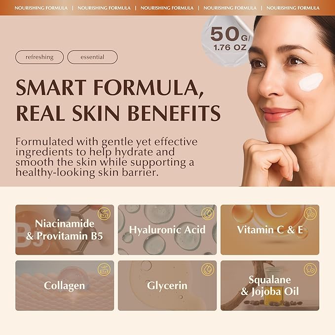 PERFECT ONE Firming Facial Cream - Helps The Skin Appear Firmer & Brighter - All-in-One Ultra Hydrating Serum, Moisturizer, & Eye Cream - With Niacinamide, Collagen, Squalane & Hyaluronic Acid, 50g-Velvo Beauty