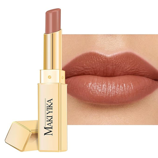 MAKI YIKA Moisture Nude Lipstick for Women Hydrate Lip Balm for Dry Cracked Lips Weightless Glossy Lip Color Juicy Finish,MA055 Mica Nude-Velvo Beauty