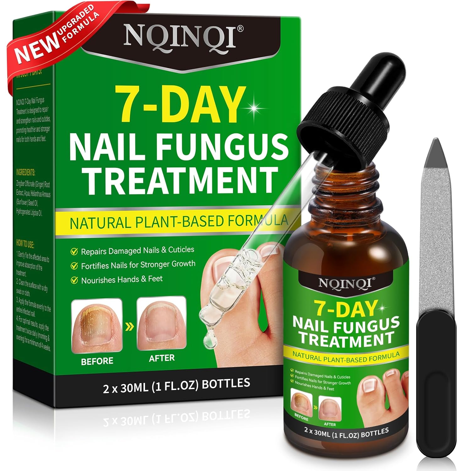 Nail Treatment, 7 Days Nail Treatment Extra Strength, Nail Liquid Maximum Strength - Ginger Nail Treatment Serum for Strengthen & Promote Nail Growth with Natural Plant Formula- 2PCS-Velvo Beauty