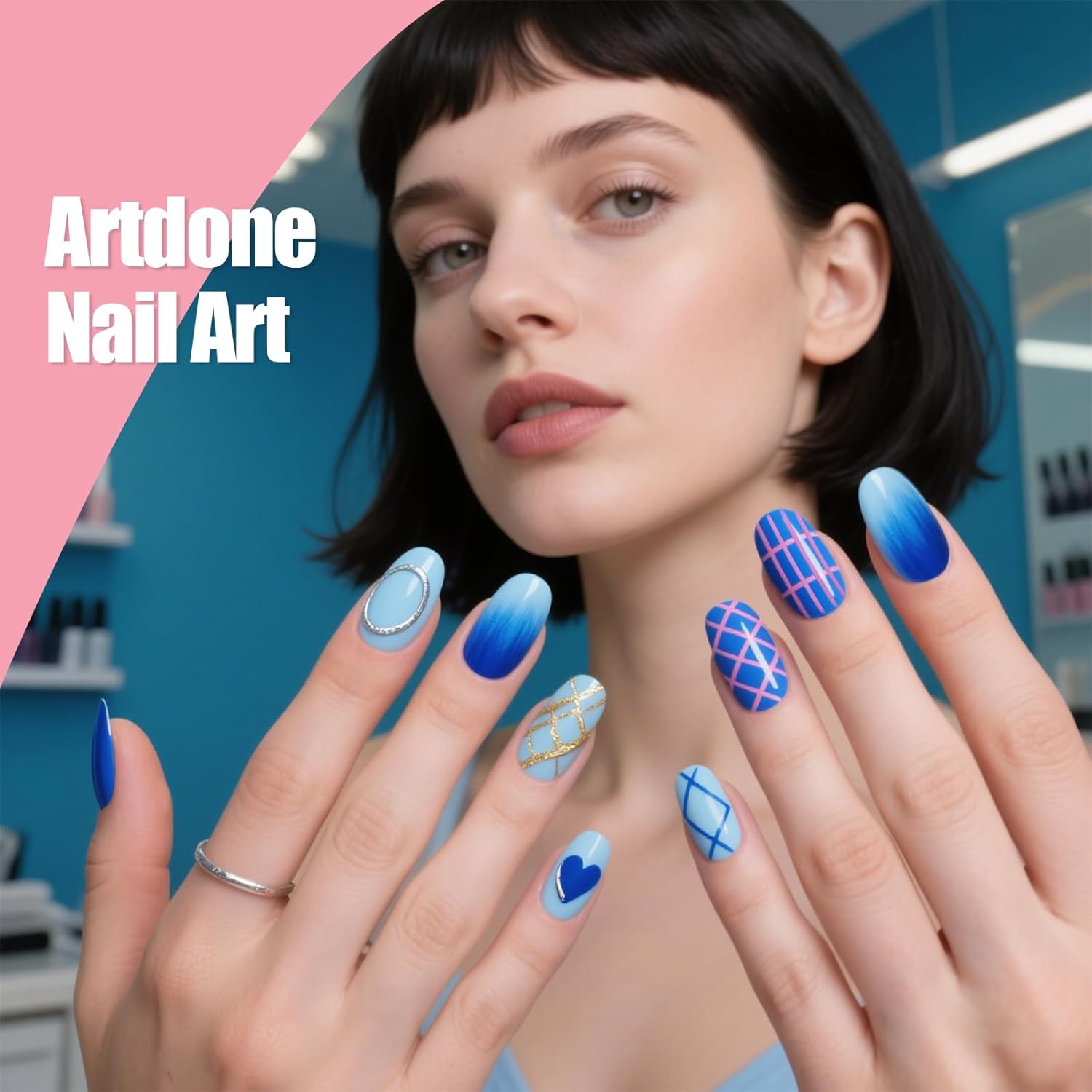 Artdone 15pcs Pink Nail Art Brushes, Nail Art Tool Set, Dotting Tools, Dust Brush,Striping Brushes for Long Lines, Drawing Pen For Gel Polish Design supply-Velvo Beauty