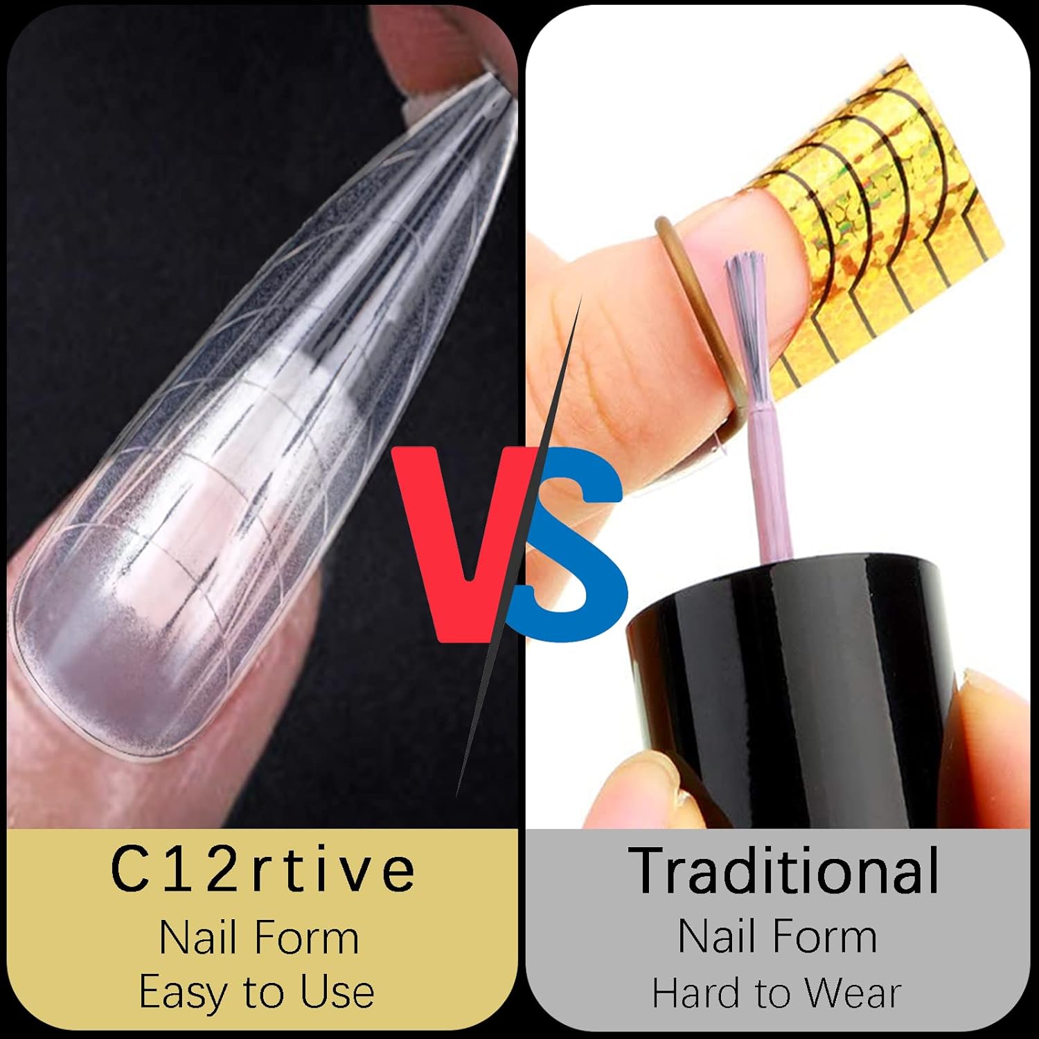 120Pcs Matte Dual Nail Forms,Long Almond Extension Poly Nail Gel Nail Forms Full Cover Nail Molds 12 Sizes for Solid Nail Gel Glue Nail Art Design Salon&DIY-Velvo Beauty