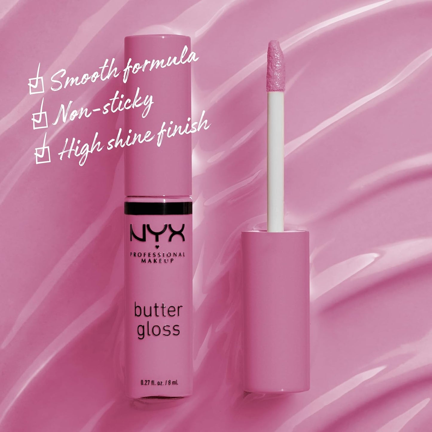 NYX PROFESSIONAL MAKEUP Butter Gloss, Non-Sticky Lip Gloss - Eclair (Pink)-Velvo Beauty