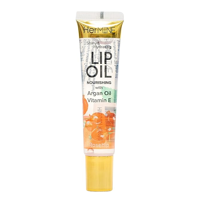 HerMINE Nourishing Lip Oil with Argan Oil & Vitamin E Clear Long Lasting Hydrating Lip Moisturizing Gel 15g / 0.52oz (Roseship)-Velvo Beauty