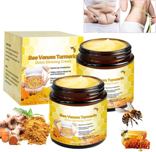 Bee Venom Comprehensive Cream,Turmeric Detox Slimming,Bee Venom Skin Treatment Cream,Body Massage Cream,Natural Skin Moisturizer for All Skin Types(2pcs)-Velvo Beauty