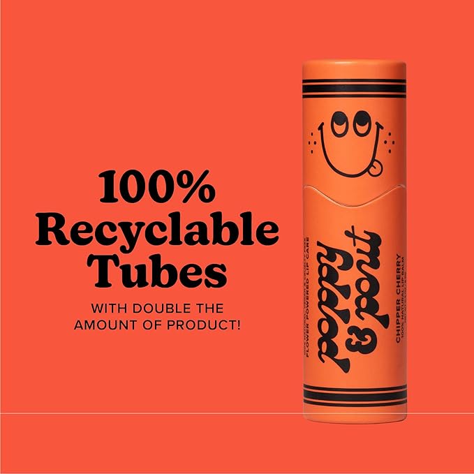 Poppy & Pout Kids Jumbo Lip Balm | All Natural Lip Balms & Moisturizers | Hydrates with Beeswax, Vitamin E, Organic Coconut Oil | Cruelty-Free | Lip Balm in Recyclable Cardboard Tube (Chipper Cherry)-Velvo Beauty