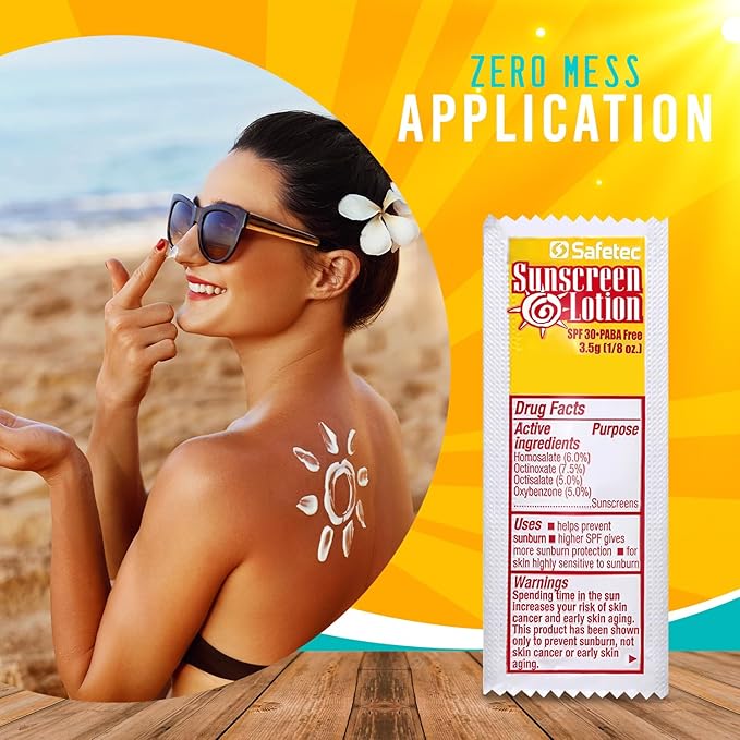 Sunscreen Lotion, SPF30 Protection and PABA Free, Individual Packets of Sunscreens (Pack of 1000) – Travel Size Sun Screen for Outdoors, Bundled with reclosable Homesphere bag-Velvo Beauty