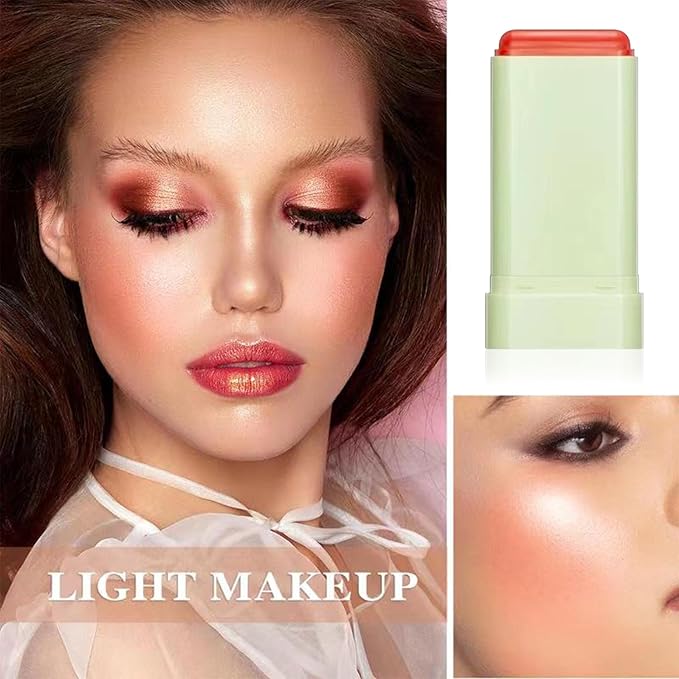 Cream Blush Stick with Brush, Waterproof Opaque Pink Stick Makeup, Full Coverage, Suitable for All Skin, 1.0 Count-Velvo Beauty
