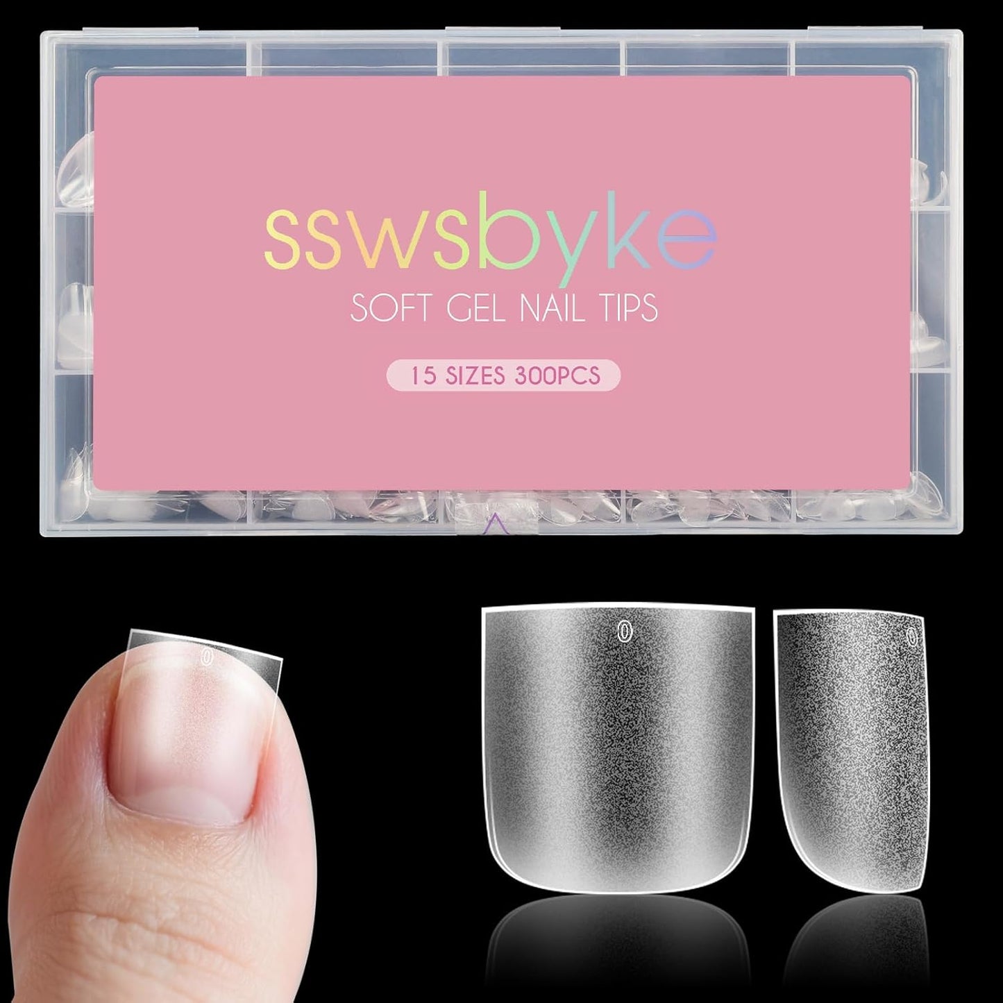 Toe Nail Tips, SSWSBYKE 300Pcs Short Square Soft Gel Full Cover Fake Toe Nail Tips 15 Sizes Matte Press on Acrylic Toe Nail Extensions For Home DIY Nail Salon-Velvo Beauty