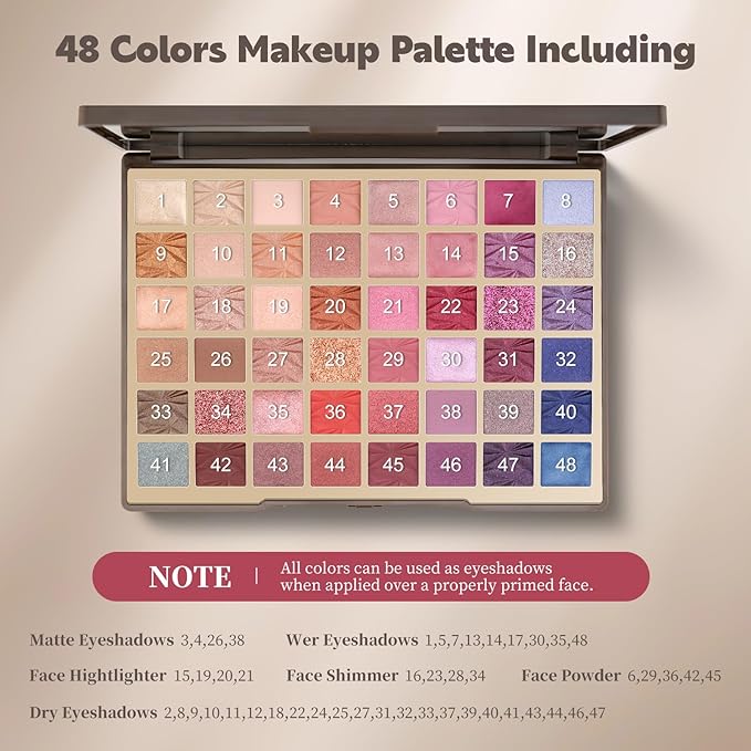 Color Nymph Artistry Palette, Multichrome Makeup Palettes For Face High Pigmented Eyeshadow with Matte Shimmer & Cream Eye Shadows Easy Makeup Blending Palette For Daily Stage Versatile Make Up Looks-Velvo Beauty