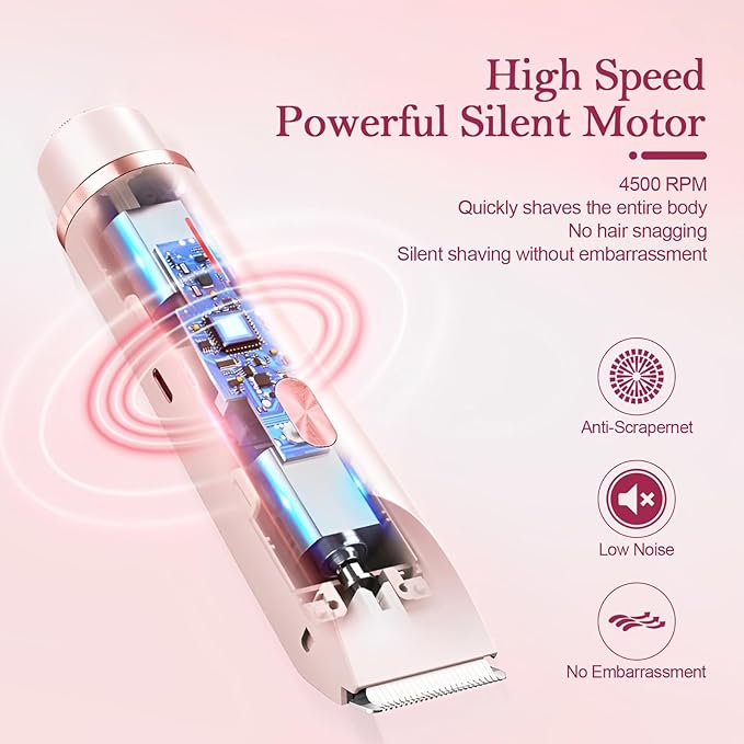 Dermave Bikini Shaver 2.0, 2025 New Glow Aura Bikini Trimmer for Women, 2 in 1 Dual Head Electric Razors for Women, IPX7 Waterproof Wet & Dry Electric Shaver, Rechargeable Portable Body Shaver (Pink)-Velvo Beauty