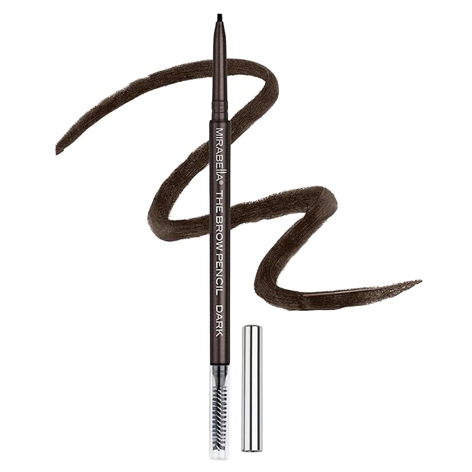 Mirabella Ultra Fine Brow Pencil, Anti-Chip Waterproof Eyebrow Pencil - Smudgeproof, Blendable & Retractable Eyebrow Pencil to Define and Fill In Brows Naturally - Dark-Velvo Beauty